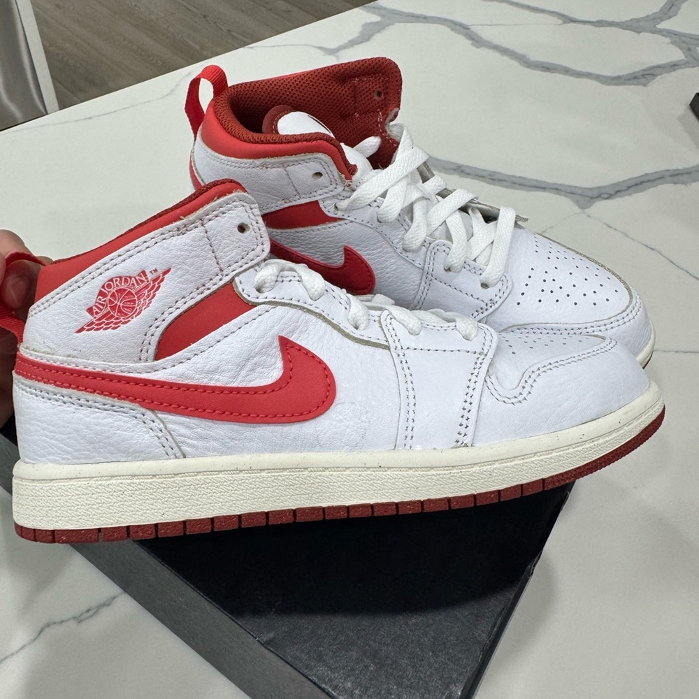 Nike Air Jordan White and Red High Tops